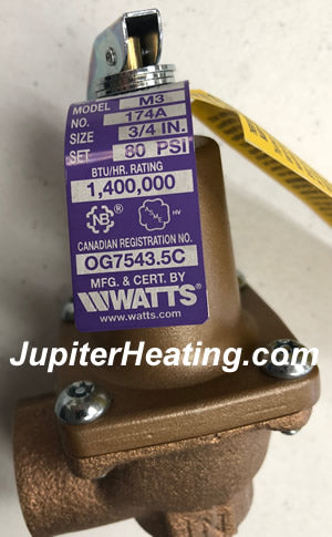 7350P-066 Elite Boiler Pressure Relief Valve 0-80 PSI